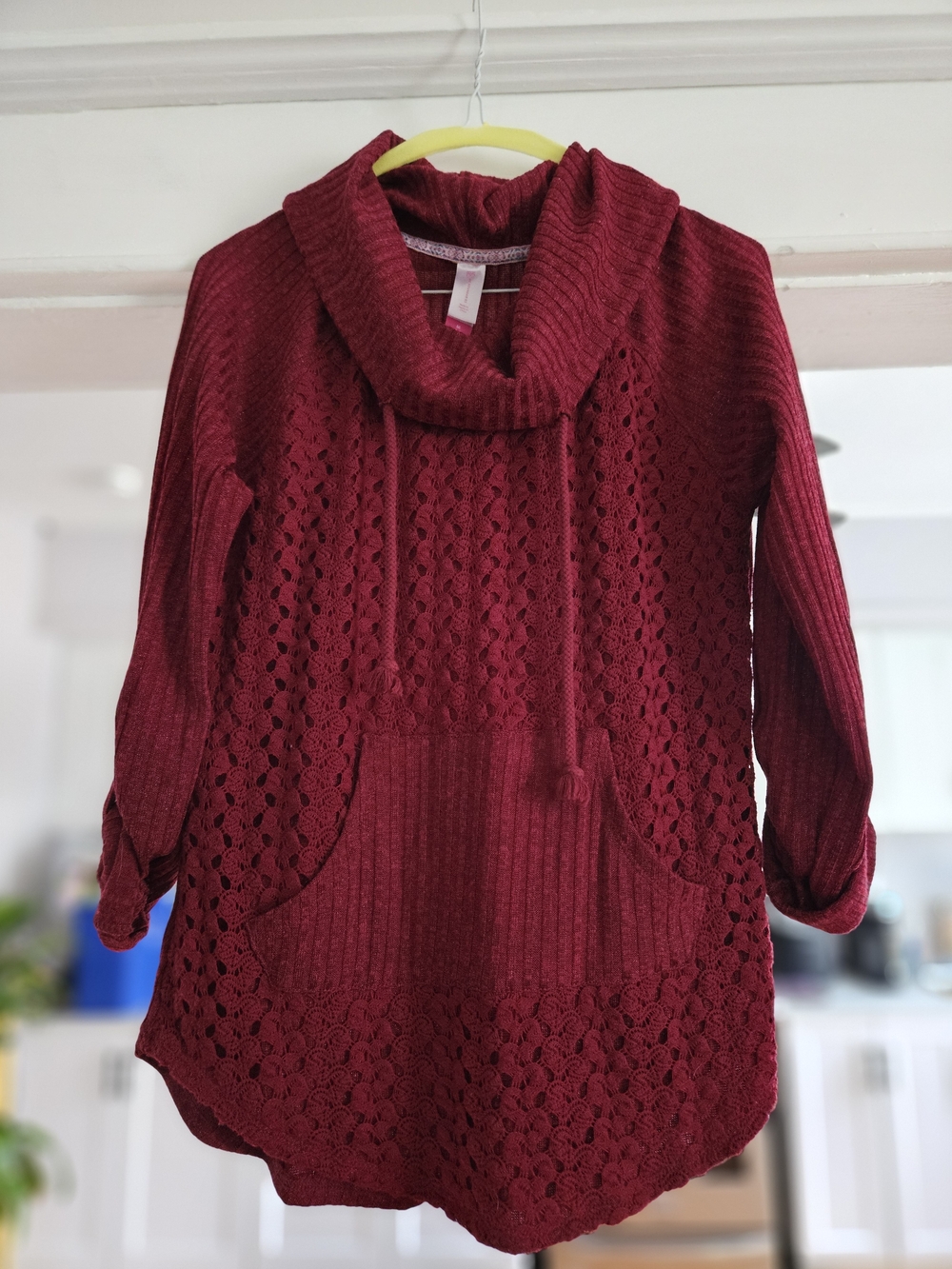 No Boundaries Burgundy Cowl Neck Knit Tunic